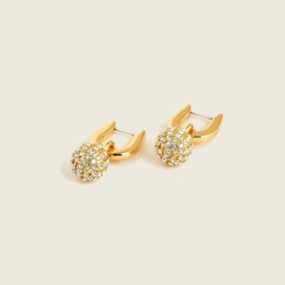 NWT J.‎ Crew Women's Pavé Ball Huggie Hoop Earrings